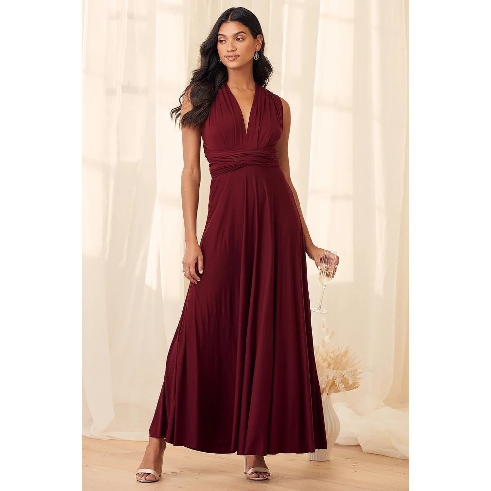 Lulu's Tricks of the Trade Maxi Burgundy Maxi Dress XS